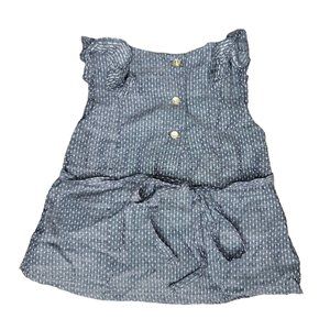 Persnickety grey and white polka dot flutter sleeve tie top 100% cotton size 12m